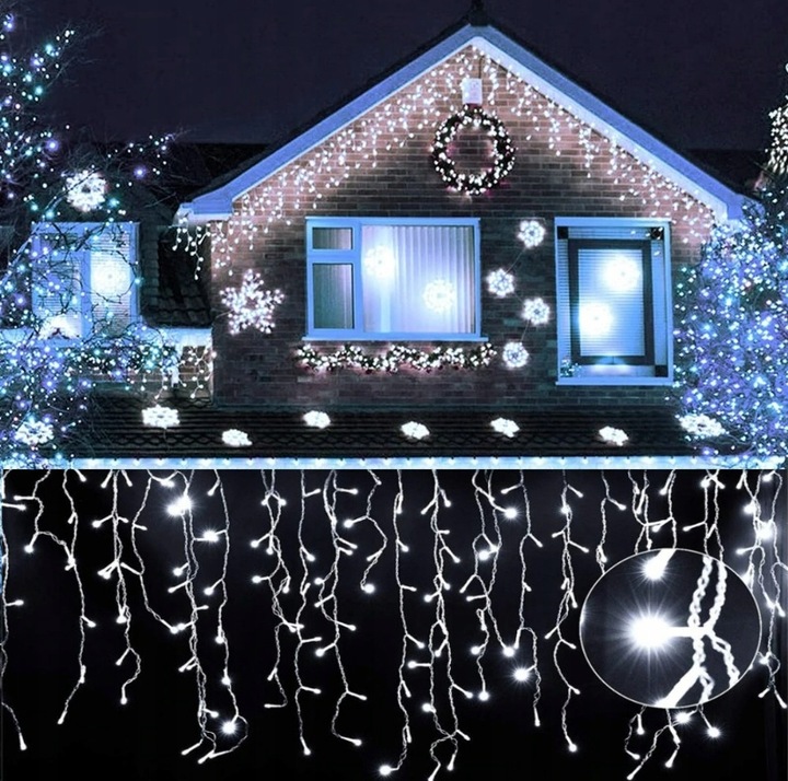 SOPLE FLASH 500 LED ZEWNĘTRZNE BIAŁE ZIMNE CHOINKOWE lampki z Flashem