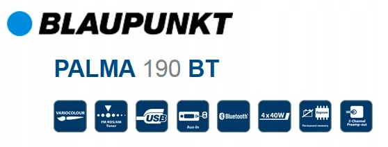 Blaupunkt Palma 190 BT Radio samochodowe 2DIN Bluetooth MP3 USB AUX