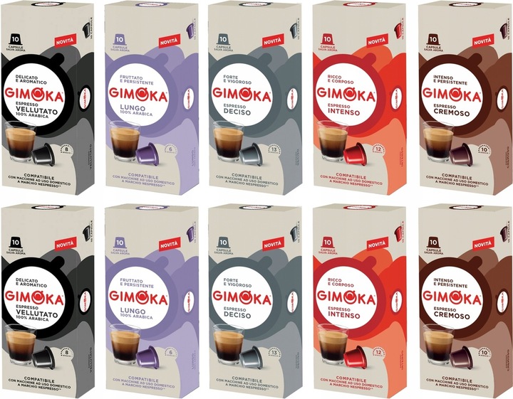 Kapsułki do Nespresso Gimoka Zestaw 10 x 10 MIX Espresso Lungo
