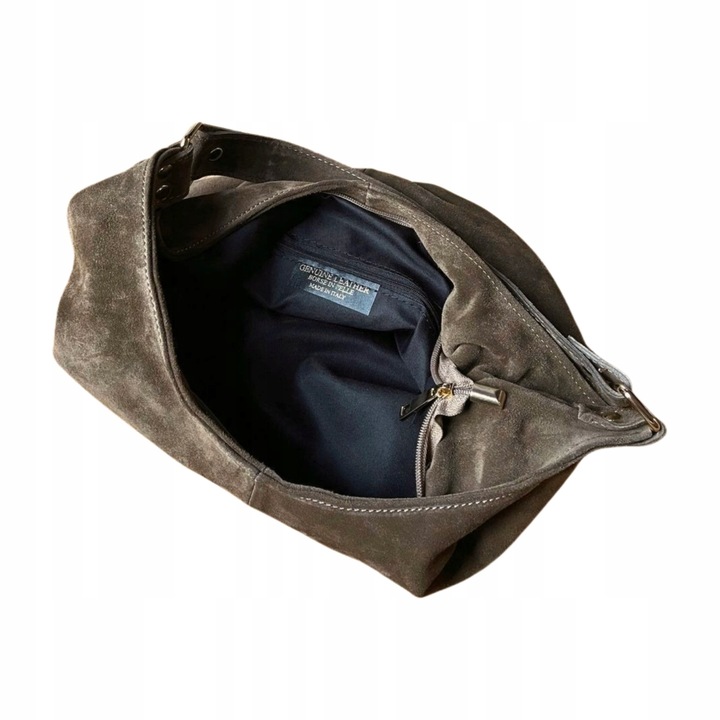 TAUPE ZAMSZOWA TOREBKA WOREK CAPPUCCINO TOREBKA ZAMSZ NATURALNY FANGO ZAMEK