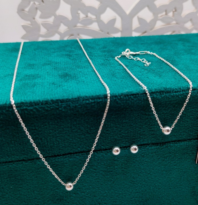 KOMPLET SREBRNY 3W1 ANKIER I KULKA 4MM KULECZKI SREBRO 925