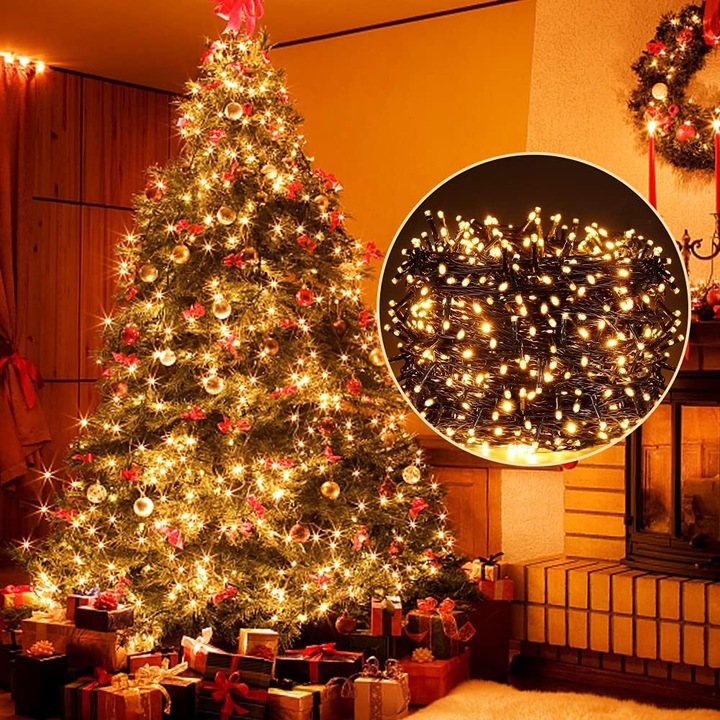 Lampki Choinkowe Świąteczne Żółte 500 Led 40m Świąteczne Łańcuchy Ciepłe