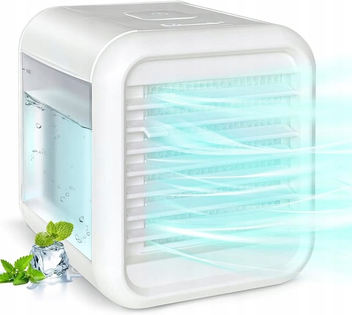 PRZENOŚNY KLIMATYZATOR NAWILŻACZ Powietrza WENTYLATOR LAMPKA 7 KOLORÓW LED