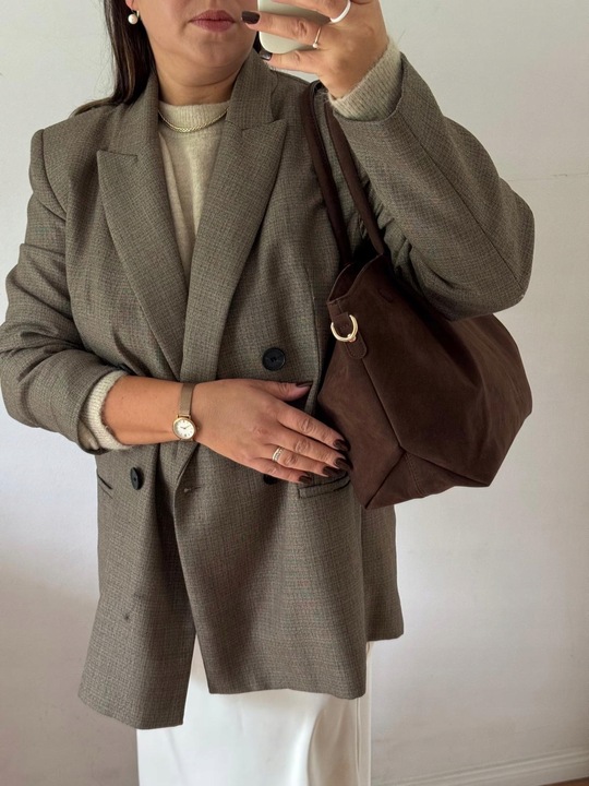 Torebka Flora&Co duża czekoladowa zamsz eco zamszowa ciemny brązowa shopper