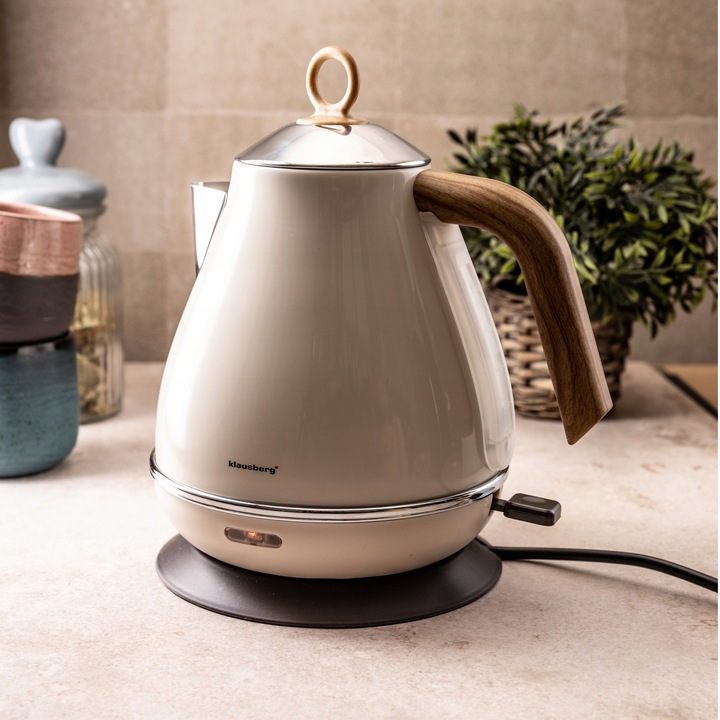 Czajnik elektryczny Bezprzewodowy OBROTOWY 1,7 L Stalowy KLAUSBERG KREMOWY