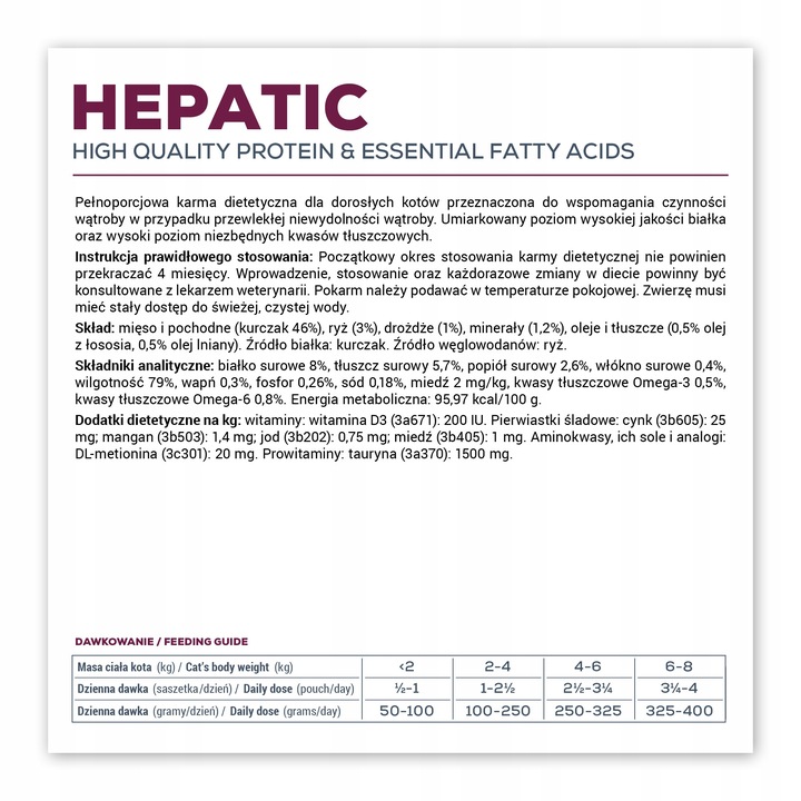 VET EXPERT HEPATIC CAT saszetka 12x100g - mokra karma weterynaryjna dla kot