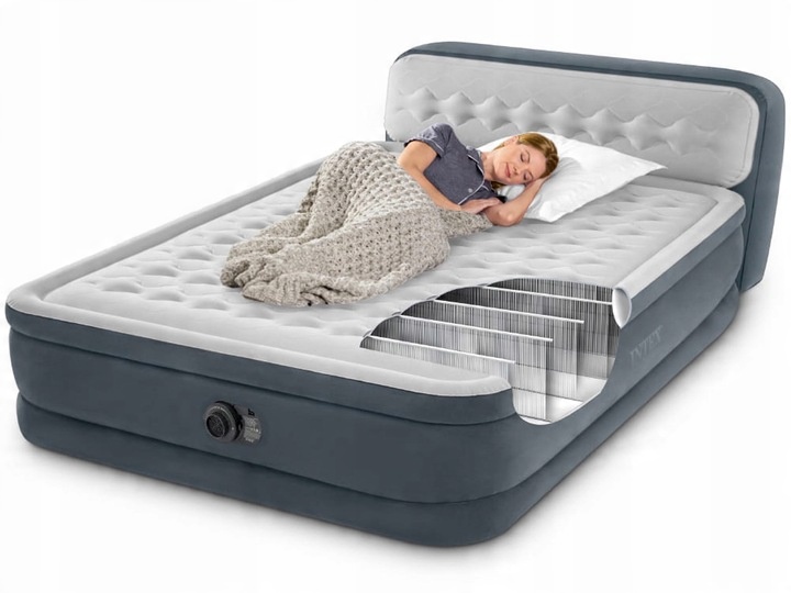 Materac dmuchany dwuosobowy 236x152x46/86 Intex 64448 z pompką wbudowaną