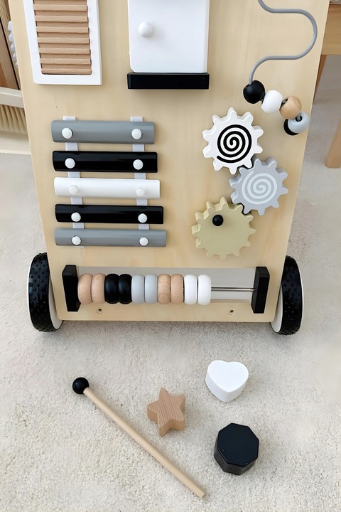 CHODZIK DLA DZIECKA PCHACZ DREWNIANY JEŹDZIK TABLICA MANIPULACYJNA PREZENT