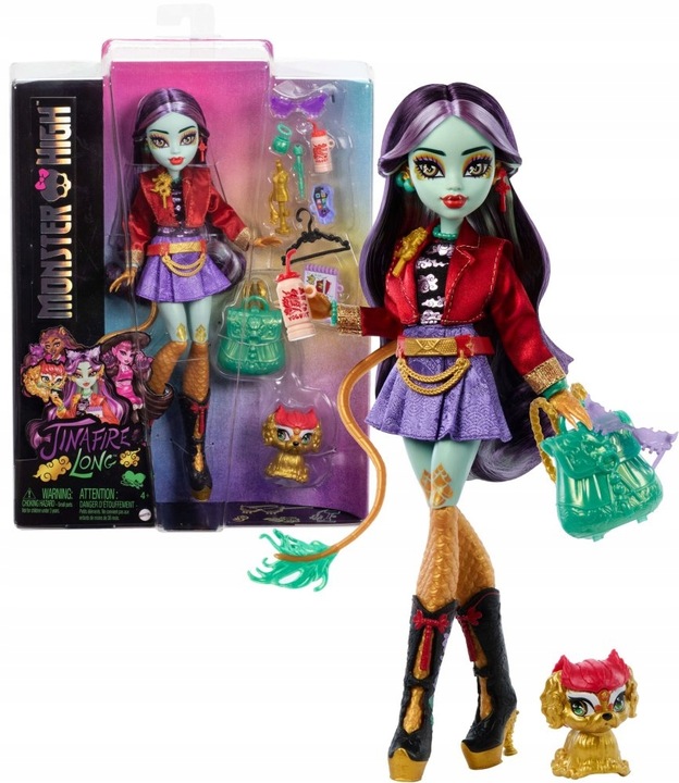 Monster High Lalka podstawowa Jinafire Long 26 cm zwierzątko Cloudy Yun Yun