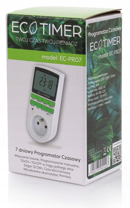 Programator Czasowy Timer Włącznik Prądu Zasilania Tygodniowy Polskie Menu