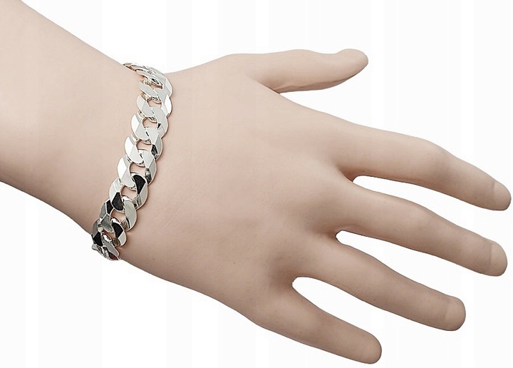 Srebrna Bransoletka Męska Pancerka 1,20 cm Diamentowana 925 Grawer Gratis