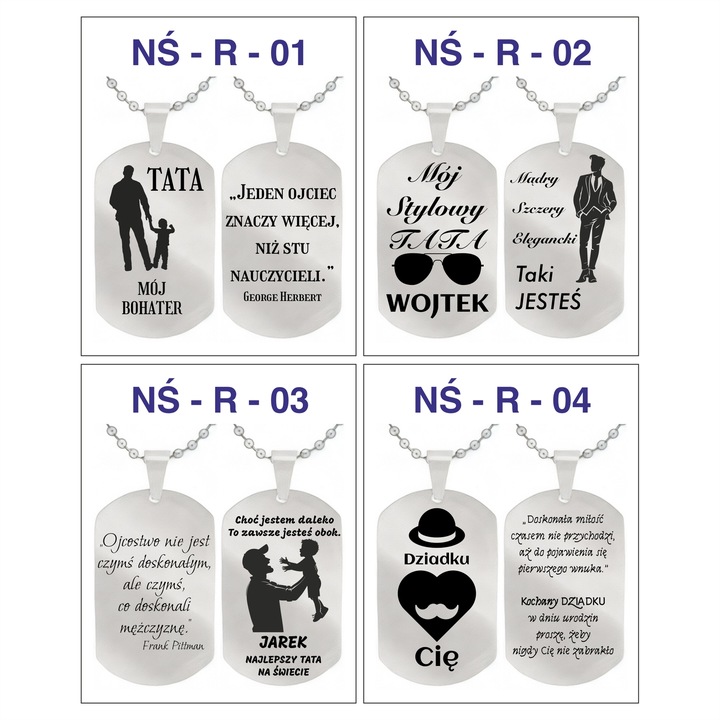 Grawerowany nieśmiertelnik stal 316L prezent + pudełko z dedykacją