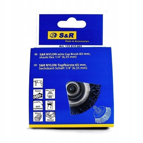 Szczotka nylonowa z węglikiem krzemu, garnkowa S&R do wiertarek 65mm