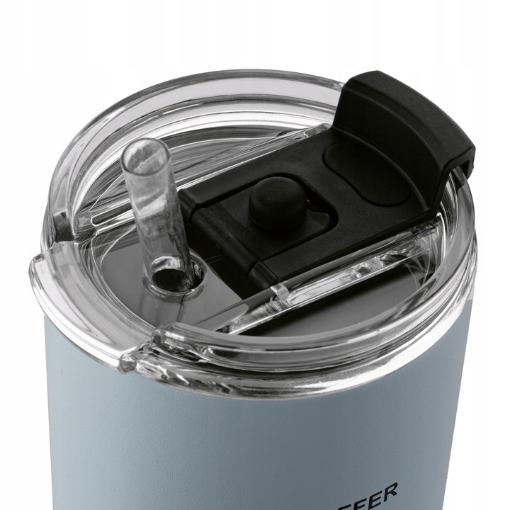 KUBEK TERMICZNY ze słomką PRÓŻNIOWY Niebieski Konighoffer Davos 420 ml