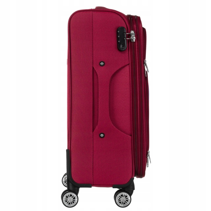 Duża walizka z wytrzymałej tkaniny poliestrowej w czerwono-niebieskim kolor