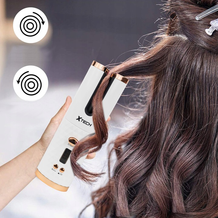 LOKÓWKA DO WŁOSÓW AUTOMATYCZNA CERAMICZNA LCD CURL BIAŁA XTECH