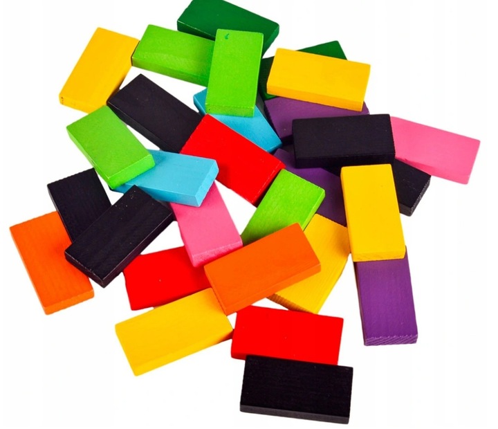 KLOCKI DOMINO KOLOROWE DREWNIANE EDUKACYJNE GRA ZRĘCZNOŚCIOWA 200 ELEMENTÓW