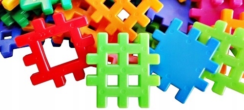 ZESTAW KLOCKI WAFLE MIX 80 EL + WAFLE 48 ADUSIE - 128 elementy