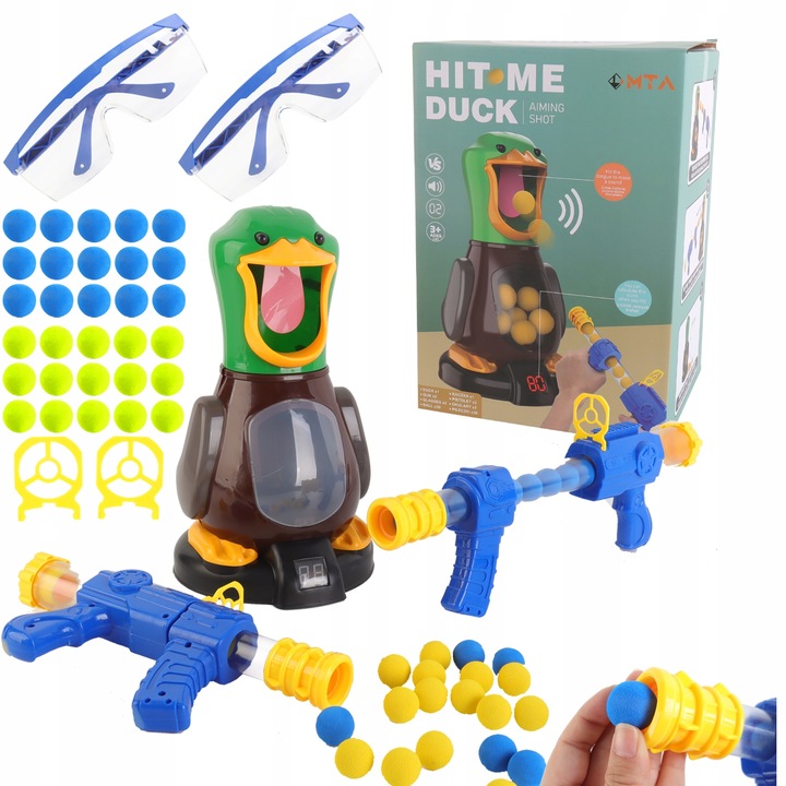 GŁODNA KACZKA XXL STRZELANIE DO CELU UCIEKA LED 2xPISTOLET PREZENT URODZINY