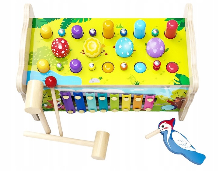 SORTER DREWNIANY WBIJAK KOSTKA CYMBAŁKI GRA UKŁADANKA KLOCKI MONTESSORI SOW