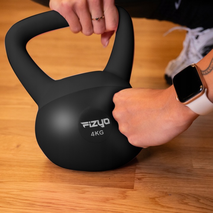 Hantla do Ćwiczeń FIZYO Ciężarek Odważnik Kula Kettlebell Miękki Czarny 4kg