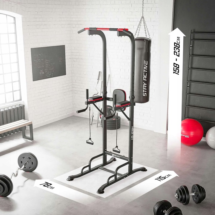 Poręcze do ćwiczeń mięśni brzucha z drążkiem i ekspanderami Hop Sport mocne