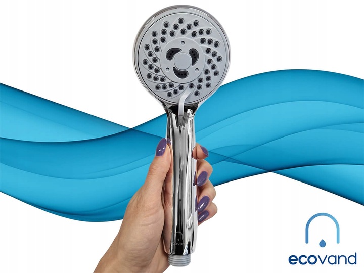 SŁUCHAWKA PRYSZNICOWA funkcja stop ECOVAND AQS OSZCZĘDNA -62% WODY 6 L/MIN