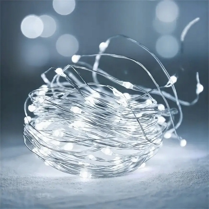 4szt X LAMPKI LED DRUCIKI 5 M 50 LED NA BATERIE MIKRO ŚWIATEŁKA ZIMNY BIAŁY