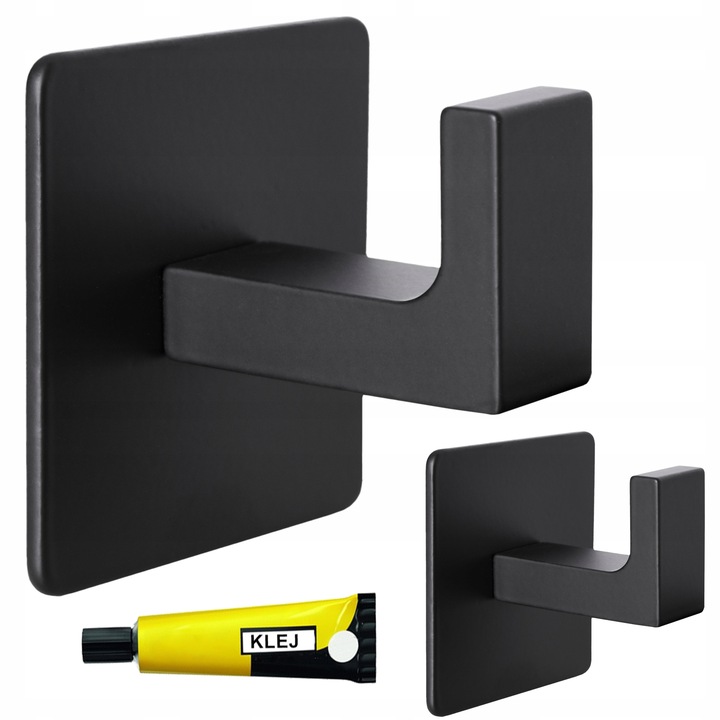 2x WIESZAK ŁAZIENKOWY KUCHENNY NA RĘCZNIKI CZARNY LOFT PRZYKLEJANY NA KLEJ