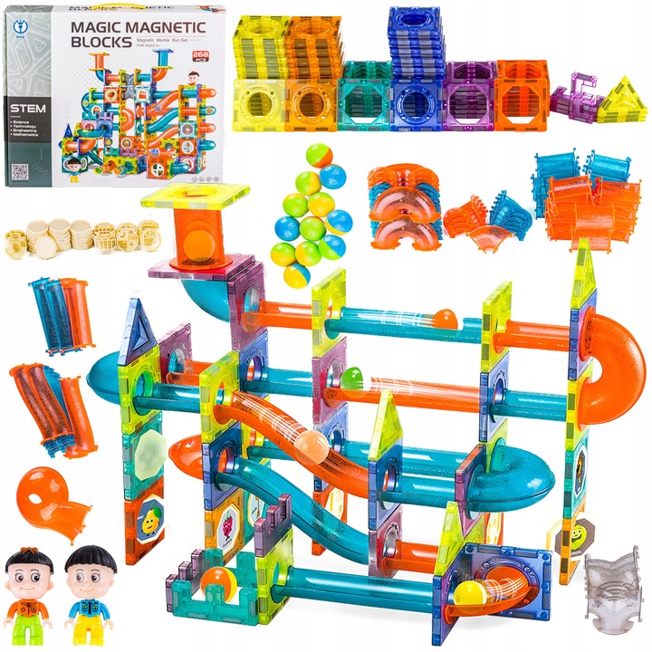 ZESTAW KLOCKI MAGNETYCZNE KONSTRUKCYJNE UKŁADANKA TOR ZAMEK FIGURKI 268 EL