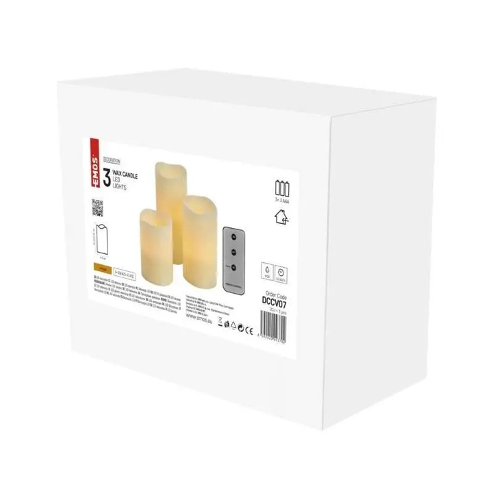 Świece woskowe świąteczne LED na baterie 9xAAA vintage timer 3 szt. pilot