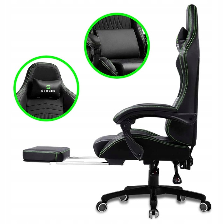 FOTEL KUBEŁKOWY OBROTOWY GAMINGOWY KRZESŁO GRACZA ERGONOMICZNY Z PODNÓŻKIEM