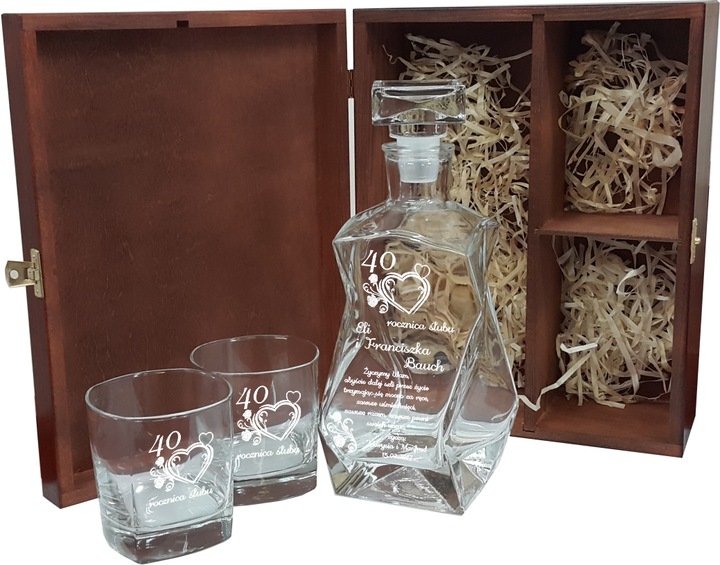 SKRZYNKA KARAFKA SZKLANKI DO WHISKY Z GRAWEREM URODZINY PREZENT