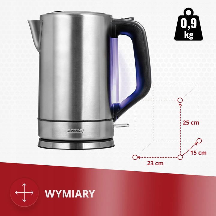 Czajnik elektryczny bezprzewodowy stal inox 2200W MPM MCZ-121M