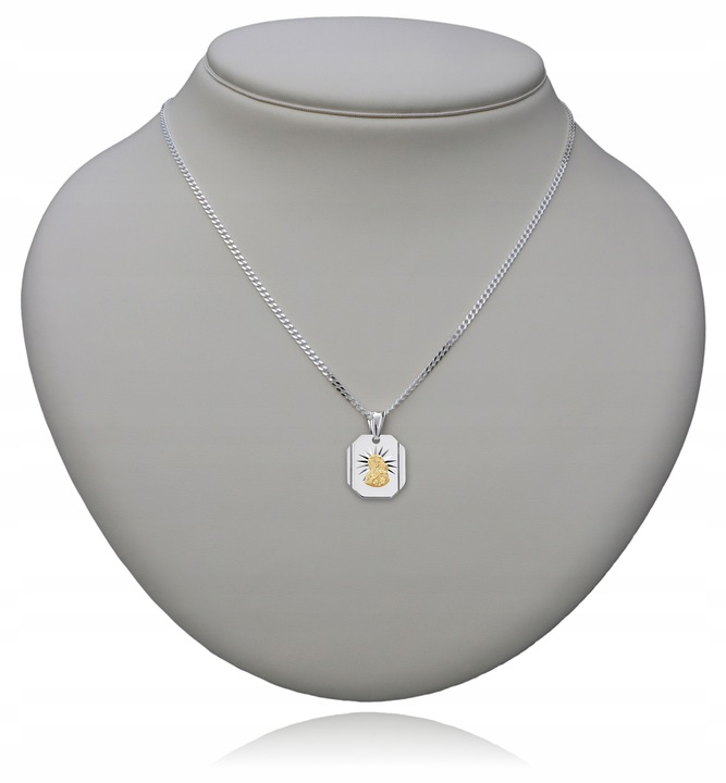 Łańcuszek Medalik Komunijny Srebrny Matka Boska do Komunii Chrztu ze Srebra