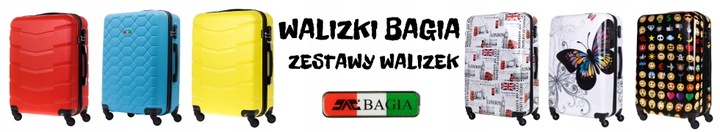 Komplet Wytrzymałych Walizek Podróżnych BAGIA Z Polipropylenu + GRATIS