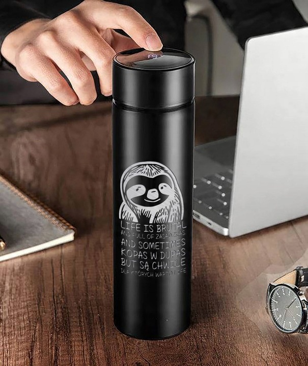 KUBEK TERMICZNY WSKAŹNIK TEMPERATURY LED GRAWER LIVE IS BRUTAL LENIWIEC