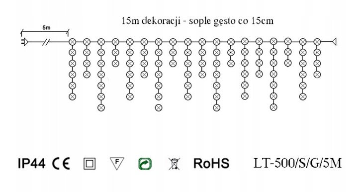 Lampki SOPLE LED 500 GĘSTE ZEWNĘTRZNE + Timer 8H + FLASH zimny biały 15m