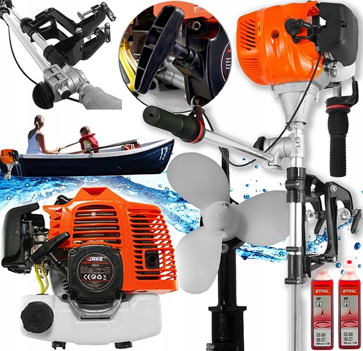 SILNIK ZABURTOWY SPALINOWY DO ŁÓDKI ŁODZI PONTONU MOCNY 5,2 KM + OLEJ
