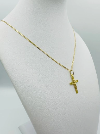 ZŁOTY ŁAŃCUSZEK 585 Krzyżyk KOMUNIA CHRZEST