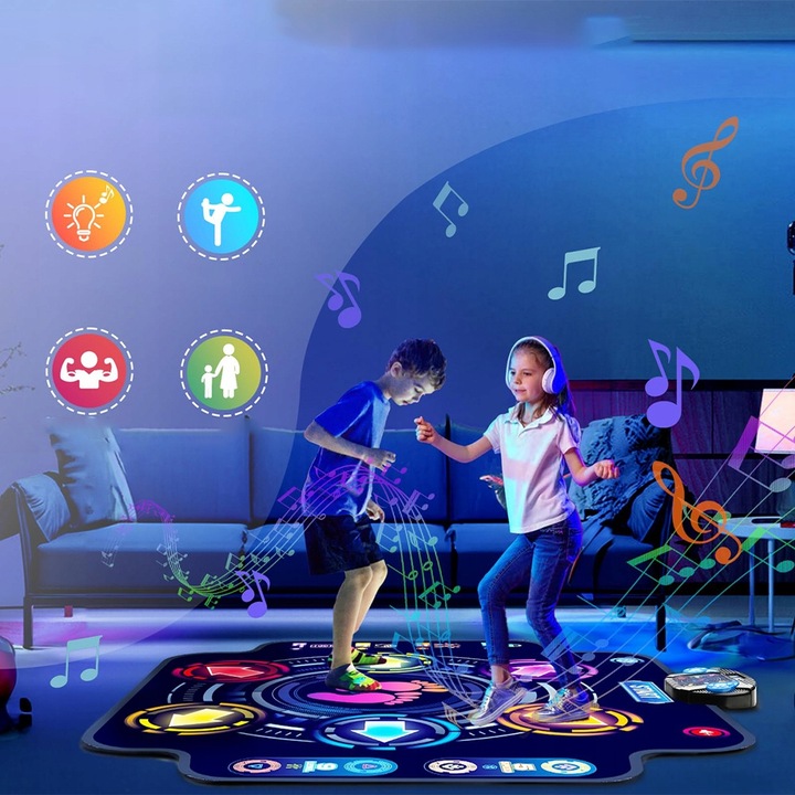 DUŻA MATA TANECZNA DLA DZIECI Z BLUETOOTH LED 9 TRYBÓW 5 PRĘDKOŚCI