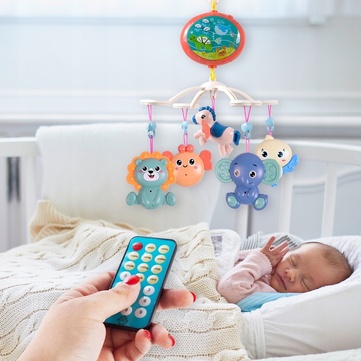 KARUZELA KARUZELKA DO ŁÓŻECZKA PROJEKTOR PILOT GRZECHOTKI 100 MELODII TIMER