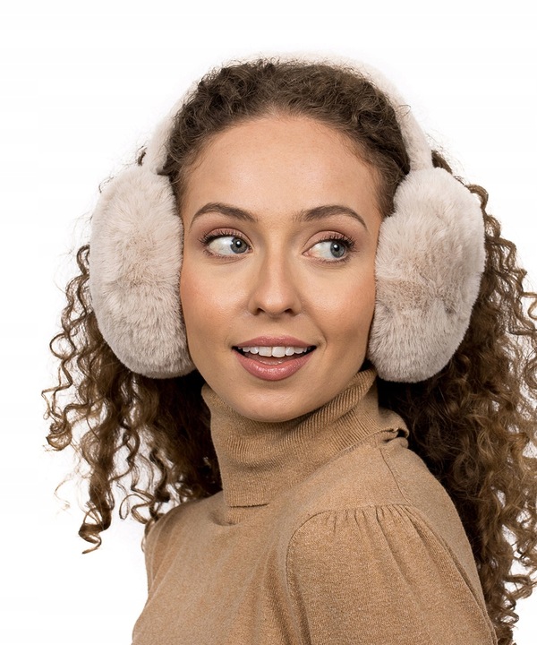 Jasnobeżowe Nauszniki na uszy Zimowe Klasyczne Słuchawki na zimę Ciepłe