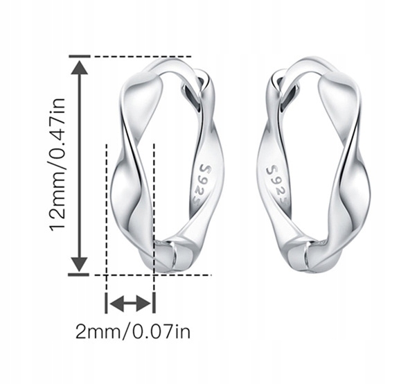 KOLCZYKI Srebrne PRÓBA 925 OBRĘCZE KOŁA Zakrzywiony SREBRO KÓŁKA Damskie