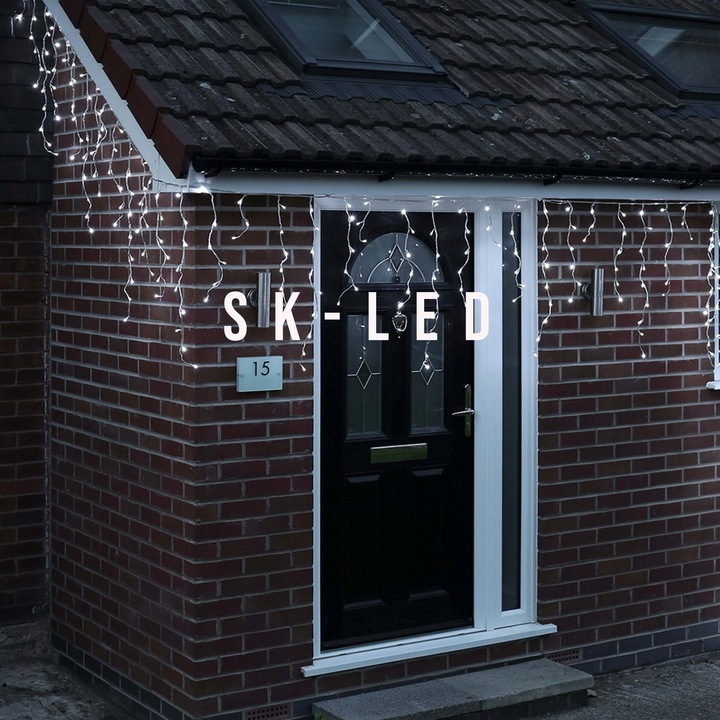 KURTYNA ŚWIETLNA 200 LED 9,5m SOPLE GIRLANDA LED BIAŁA ZIMNA PROGRAMATOR