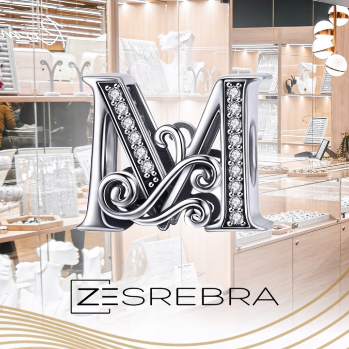 CHARMS LITERKA M srebro 925 litera srebrna koralik zawieszka charms pr S925