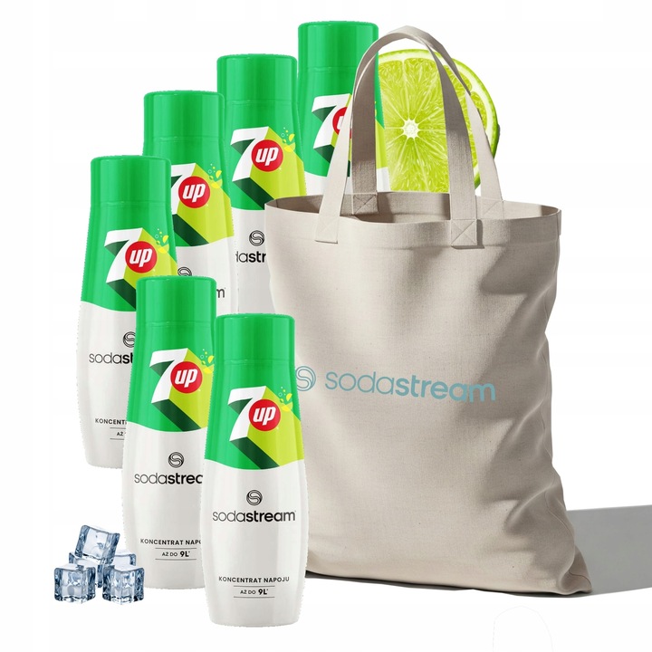 Zestaw Syrop koncentrat do wody SodaStream 7up 6x440 ml + Torba GRATIS