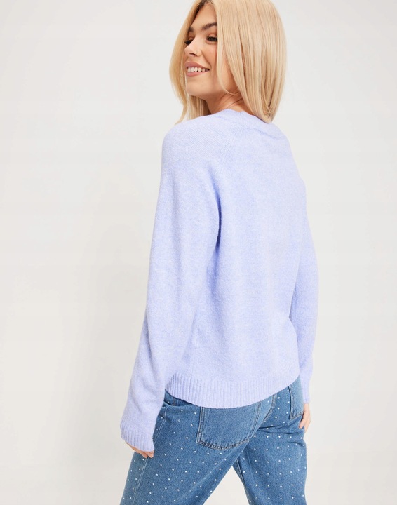 VERO MODA KLASYCZNY FIOLETOWY SWETER Z OKRĄGŁYM DEKOLTEM G4Z NG5__S