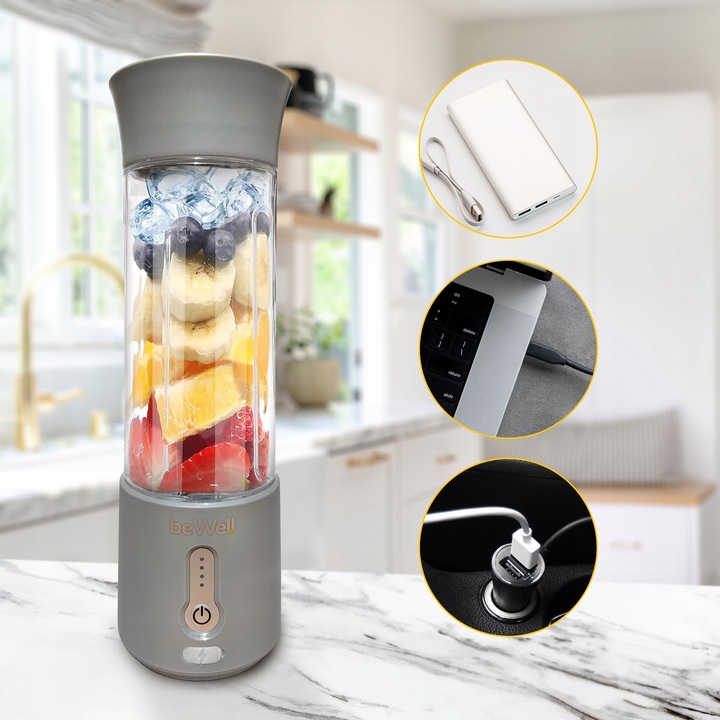 BLENDER KIELICHOWY DO SMOOTHIE I KOKTAJLI RECZNY beWell 500ml BEZPRZEWODOWY