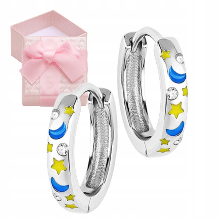 Srebrne kolczyki kółeczka dla dziewczynki dzieci zatrzask srebro rodowane